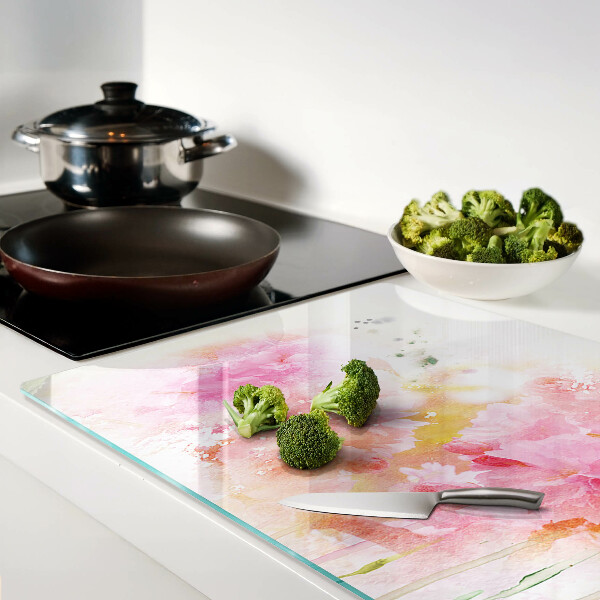 Schneidebrett Blumen-Aquarelle in Pastellfarben