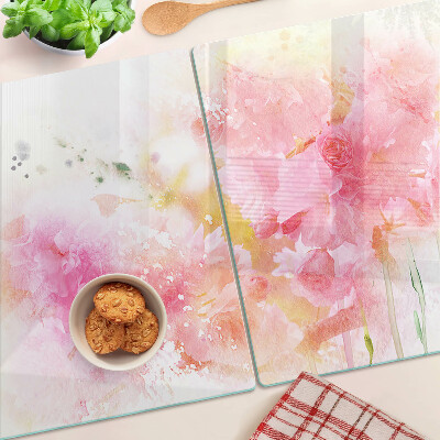 Schneidebrett Blumen-Aquarelle in Pastellfarben