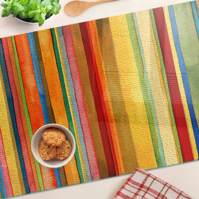 Schneidebrett Glas mit bunten abstrakten Streifen