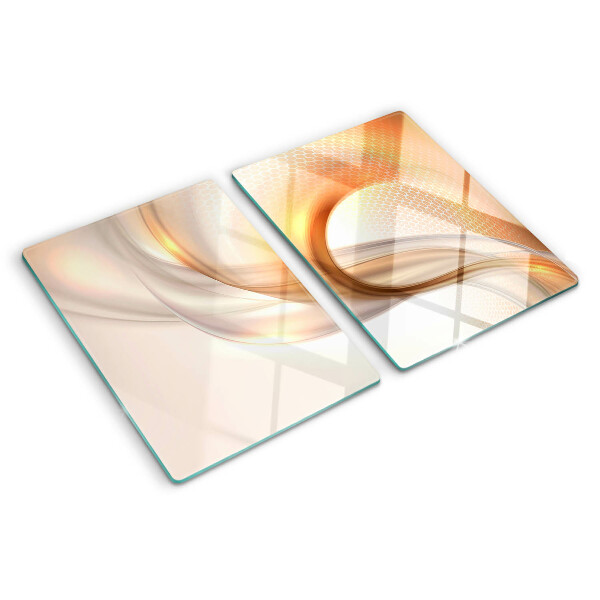 Glas Schneidebrett mit Lichtwellen in Goldtönen