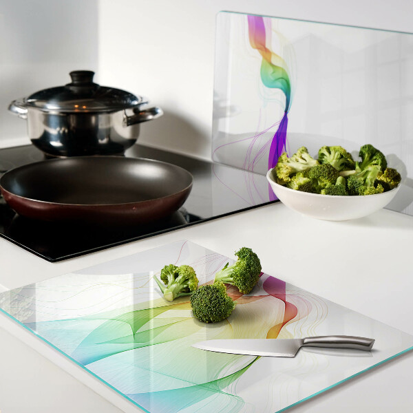 Schneidebrett Glas in Regenbogenfarben