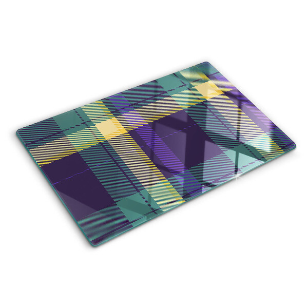 Glas schneidebrett Karomuster in Lila- und Grüntönen