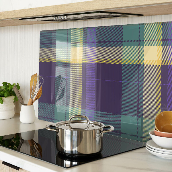 Glas schneidebrett Karomuster in Lila- und Grüntönen