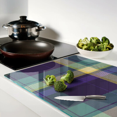 Glas schneidebrett Karomuster in Lila- und Grüntönen