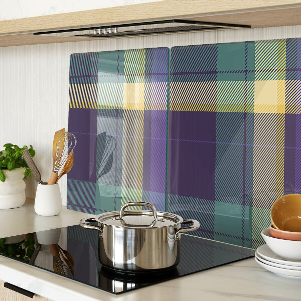 Glas schneidebrett Karomuster in Lila- und Grüntönen