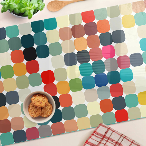 Schneidebrett glas Farbige Kreise in einem Raster