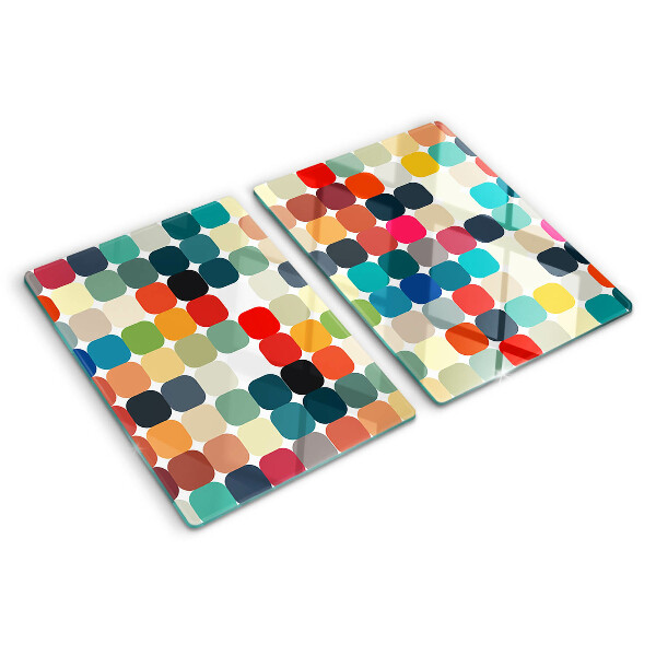 Schneidebrett glas Farbige Kreise in einem Raster