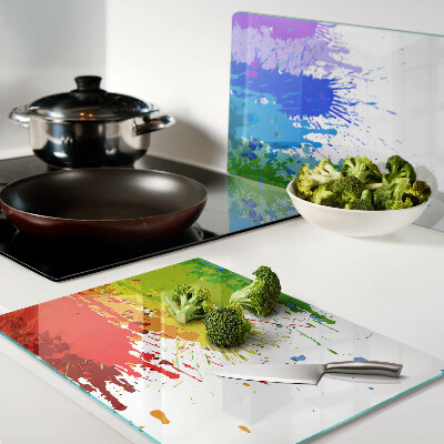 Schneidebrett glas Bunte Farbflecken