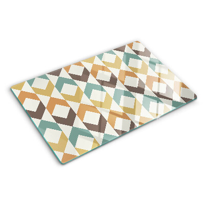 Schneidebrett Glas mit geometrischem Pastellmuster