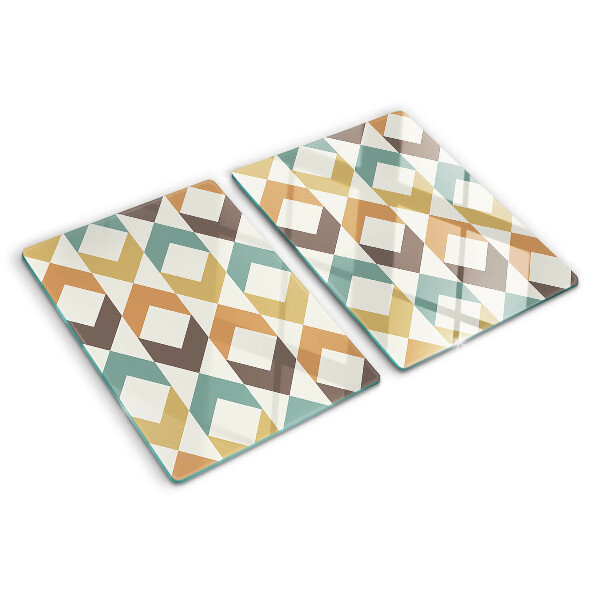 Schneidebrett glas Geometrie in Pastellfarben