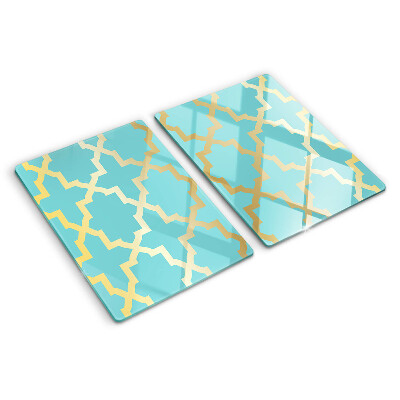 Glas schneidebrett Arabeskenmotiv in Blautönen