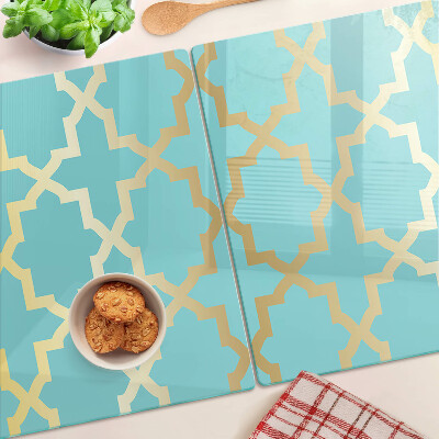 Glas schneidebrett Arabeskenmotiv in Blautönen