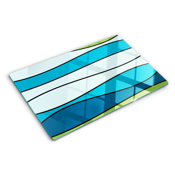 Schneidebrett Wellen in Blau- und Grüntönen
