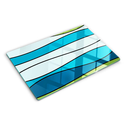 Schneidebrett mit Wellenmuster in Blau- und Grüntönen