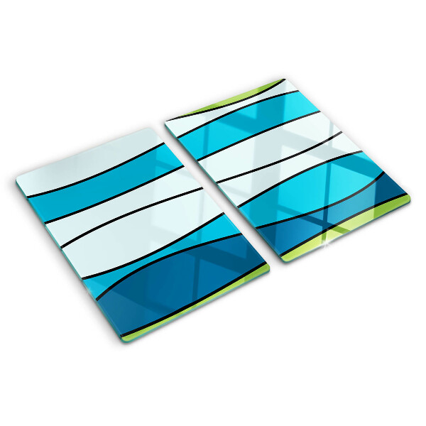 Schneidebrett Wellen in Blau- und Grüntönen