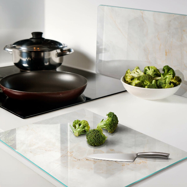 Schneidebrett Glas mit Marmormuster und goldenen Adern