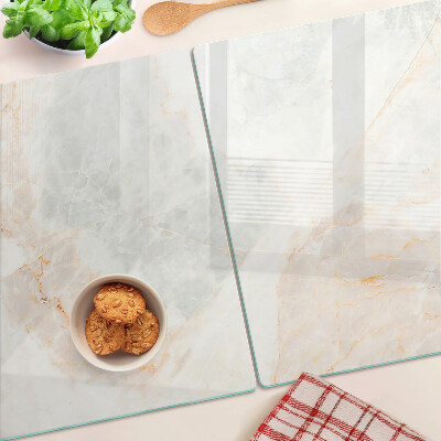 Schneidebrett Glas mit Marmormuster und goldenen Adern