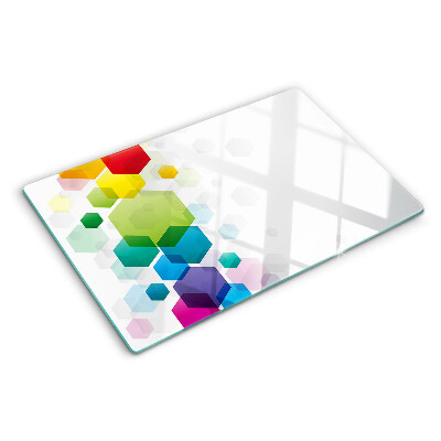 Glas schneidebrett Bunte Sechsecke im Hintergrund