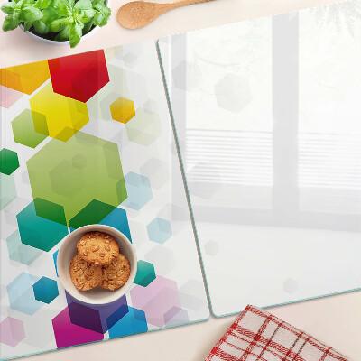 Glas schneidebrett Bunte Sechsecke im Hintergrund