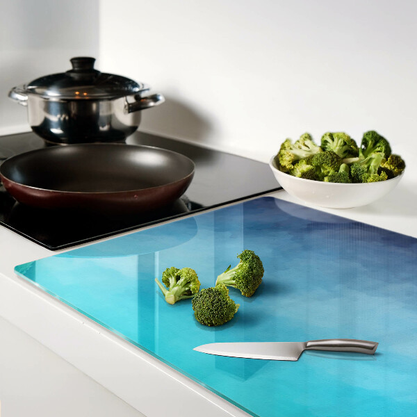 Glas Schneidebrett mit transparentem Nebelmuster in Blautönen