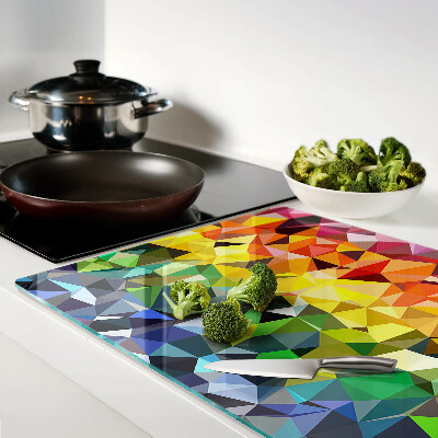 Schneidebrett Glas mit farbenfrohem Mosaik aus Dreiecken