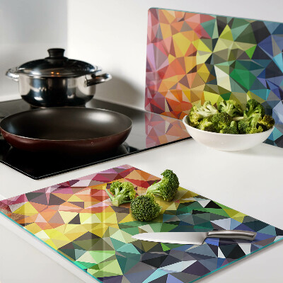 Schneidebrett Glas mit farbenfrohem Mosaik aus Dreiecken