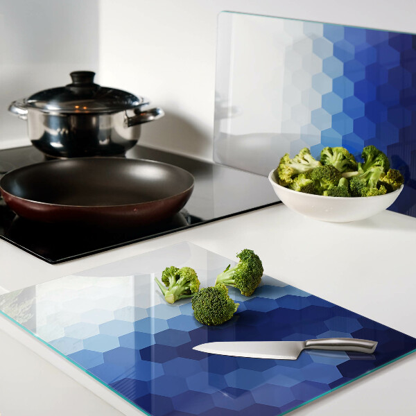 Schneidebrett Blaue Sechsecke in Farbverläufen