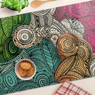 Schneidebrett glas Mandala-Motiv mit farbenfrohen Mustern