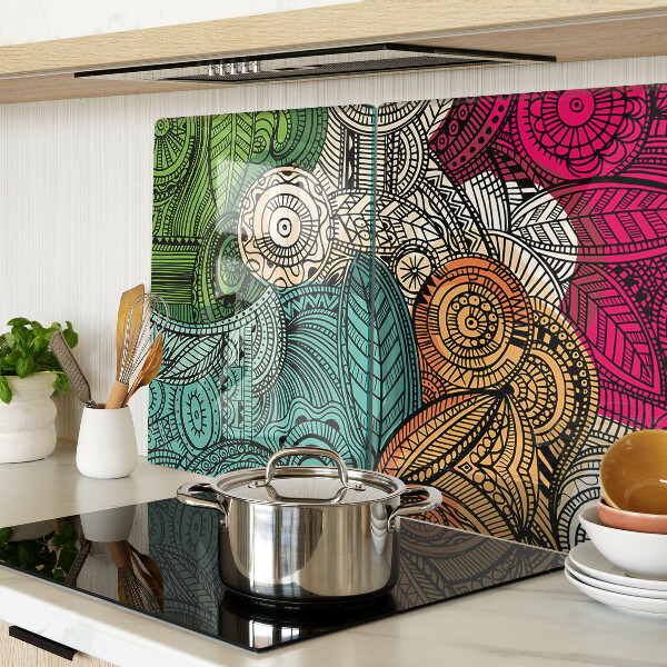 Schneidebrett glas Mandala-Motiv mit farbenfrohen Mustern