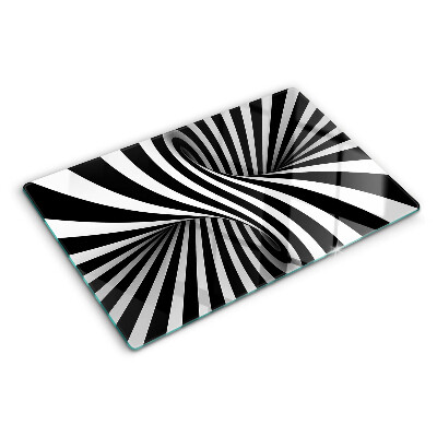 Schneidebrett Glas mit schwarzem-weißem Spiralmuster