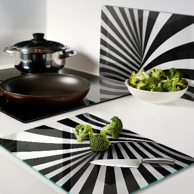 Schneidebrett glas Spiralmuster in Schwarzweiß