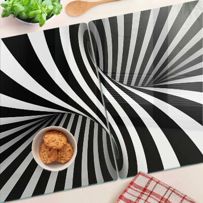 Schneidebrett glas Spiralmuster in Schwarzweiß