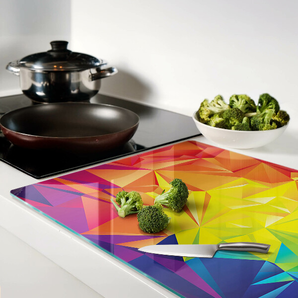 Glas-Schneidebrett mit farbenfrohem geometrischem Motiv