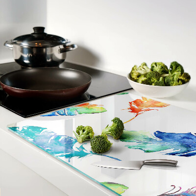 Schneidebrett Federn in Aquarell