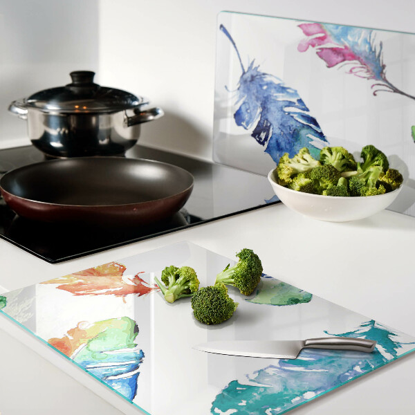 Schneidebrett Federn in Aquarell