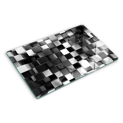 Glas schneidebrett Schachbrettmuster in Schwarz- und Weißtönen