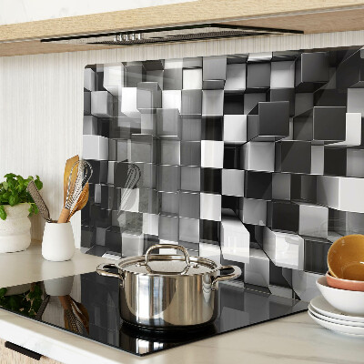 Glas-Schneidebrett mit Schachbrettmuster in Schwarz- und Weißtönen