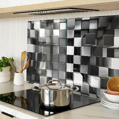 Glas-Schneidebrett mit Schachbrettmuster in Schwarz- und Weißtönen