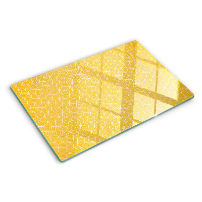 Schneidebrett glas Blume des Lebens auf gelbem Hintergrund