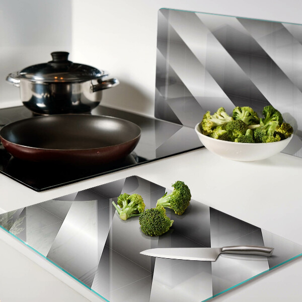 Schneidebrett Glas mit geometrischem Muster in Grautönen