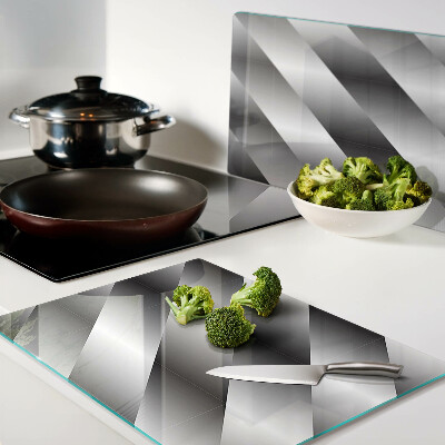 Schneidebrett Glas mit geometrischem Muster in Grautönen