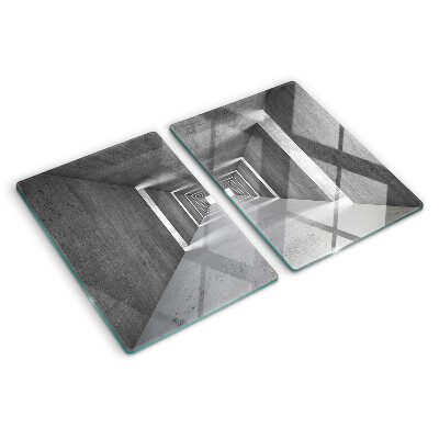 Glas Schneidebrett mit architektonischem Tunnelmotiv in Grautönen