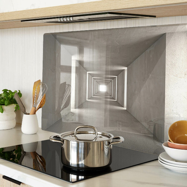 Schneidebrett Glas mit geometrischem Innenraum und Tiefeneffekt