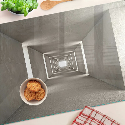 Schneidebrett Glas mit geometrischem Innenraum und Tiefeneffekt