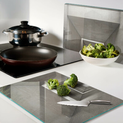 Schneidebrett Glas mit geometrischem Innenraum und Tiefeneffekt