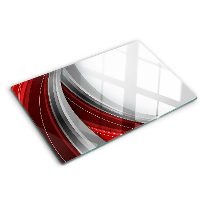 Schneidebrett mit abstrakten Wellen in Rot und Grau