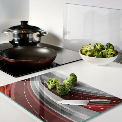 Schneidebrett Abstrakte Wellen in Rot und Grau