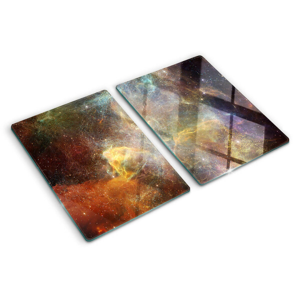 Schneidebrett Glas mit einem Motiv einer kosmischen Galaxielandschaft