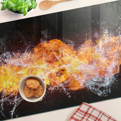 Glas schneidebrett Feuer und Wasser