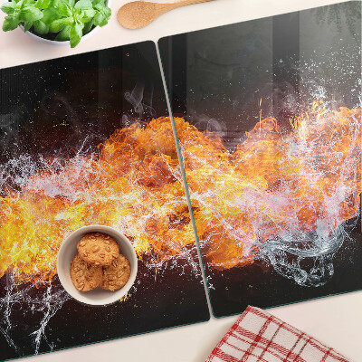 Glas schneidebrett Feuer und Wasser